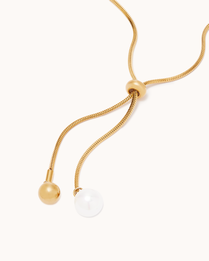 Pearl & Ball Lariat Necklace