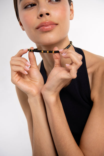 Semi-Precious Black & Gold Necklace