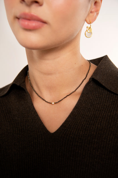 Semi-Precious Pearl Necklace in Black