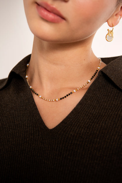 Semi-Precious Pearl Necklace in Brown