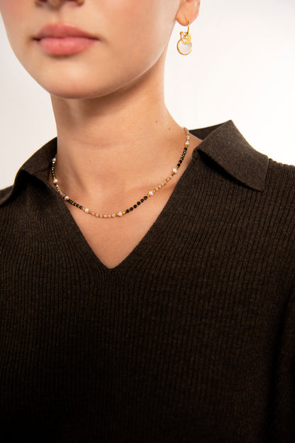 Semi-Precious Pearl Necklace in Brown
