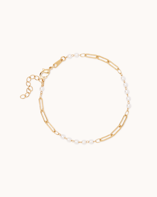 Oval Chain & Pearl Bracelet
