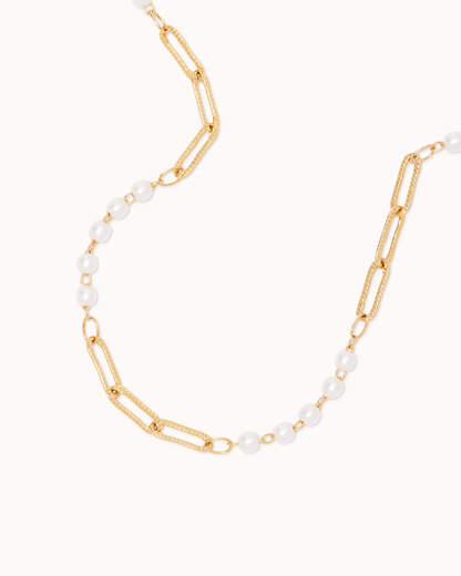 Oval Chain & Pearl Bracelet