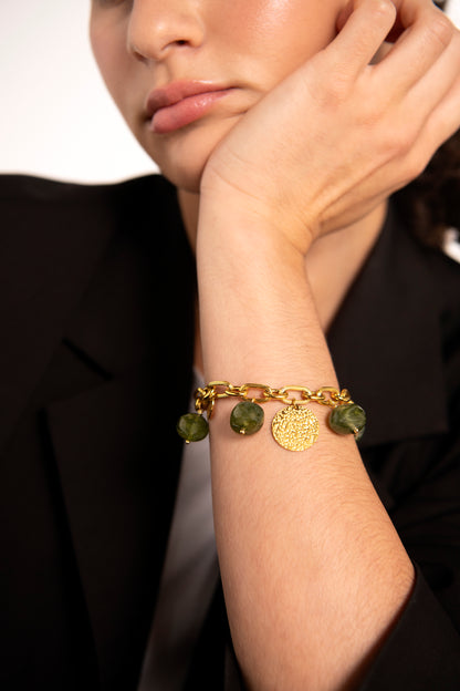Chunky Charm Bracelet in Green