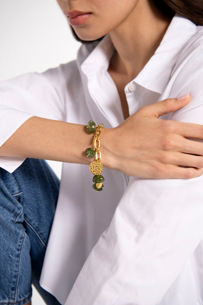 Chunky Charm Bracelet in Green