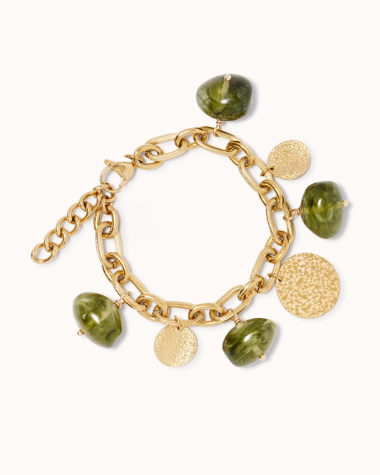 Chunky Charm Bracelet in Green
