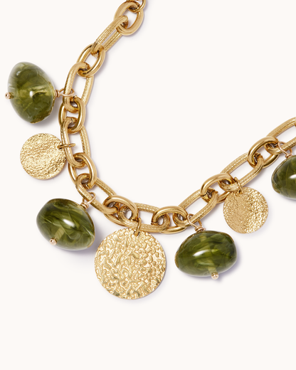 Chunky Charm Bracelet in Green