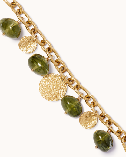 Chunky Charm Bracelet in Green