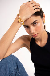 Chunky Disc & Pearl Charm Bracelet