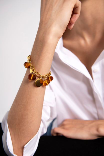 Chunky Charm Bracelet in Brown