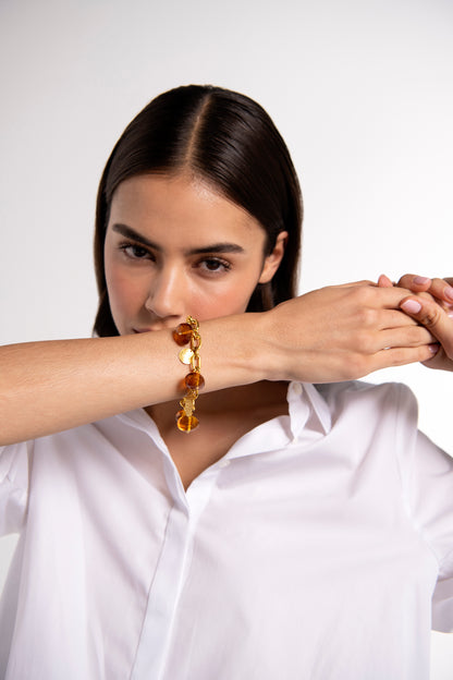 Chunky Charm Bracelet in Brown