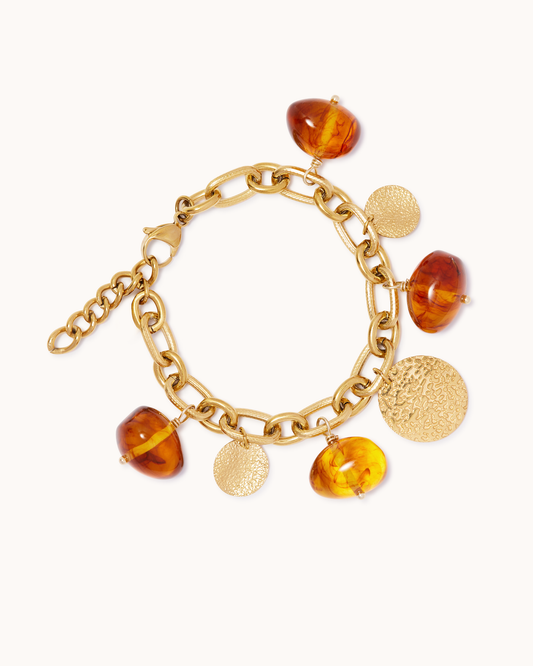 Chunky Charm Bracelet in Brown