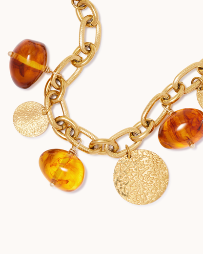 Chunky Charm Bracelet in Brown