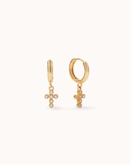 Cross Charm Huggies