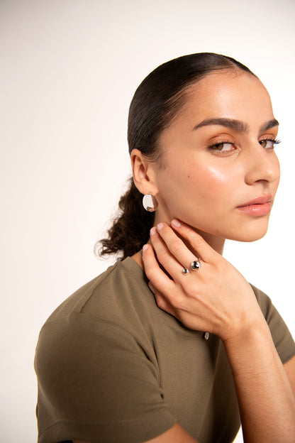 Chubby Dome Earrings in Silver