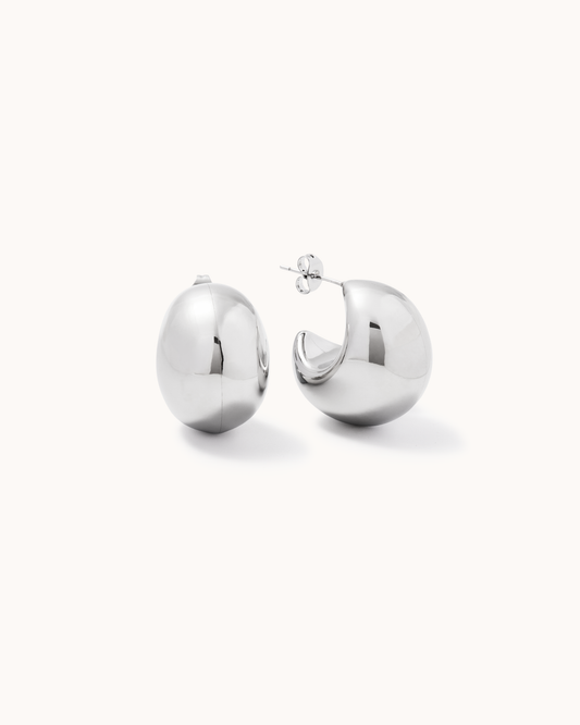 Chubby Dome Earrings in Silver