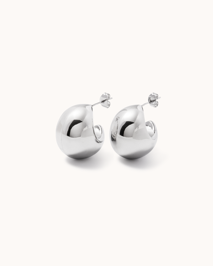Chubby Dome Earrings in Silver