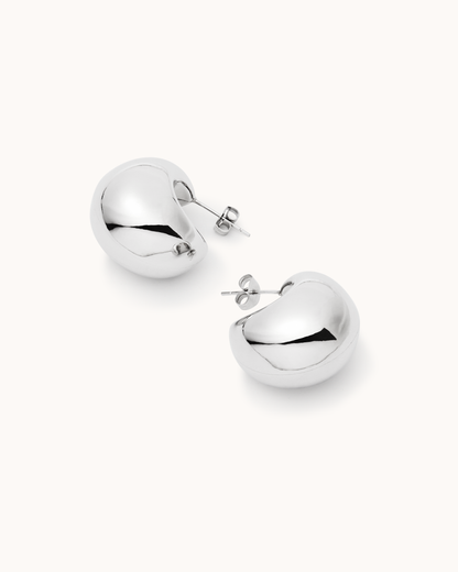 Chubby Dome Earrings in Silver