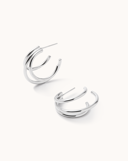 Slim Double Hoops