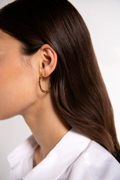 Semi-Precious Hoops in Brown