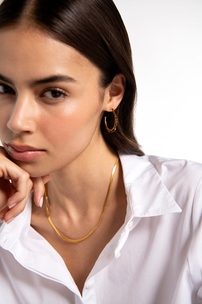 Semi-Precious Hoops in Brown