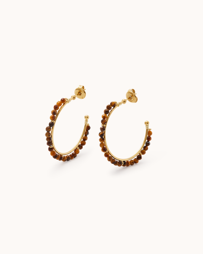 Semi-Precious Hoops in Brown