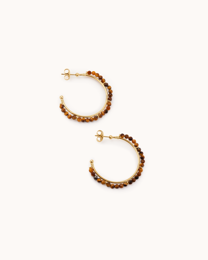 Semi-Precious Hoops in Brown