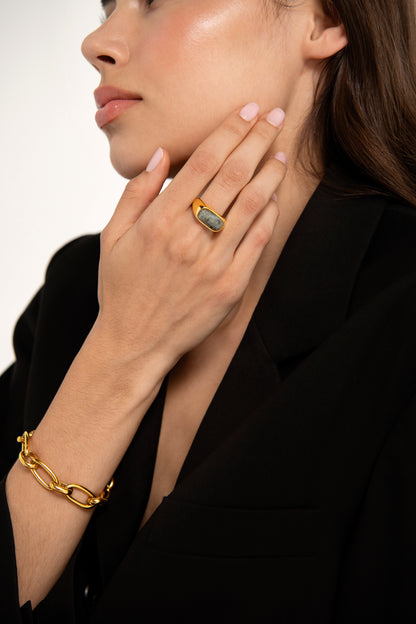Chunky Tiger's Eye Ring in Green