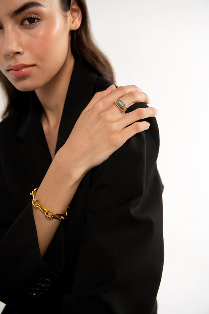 Chunky Tiger's Eye Ring in Green