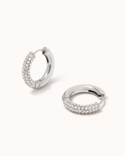 Half Pavé Clicker Hoops