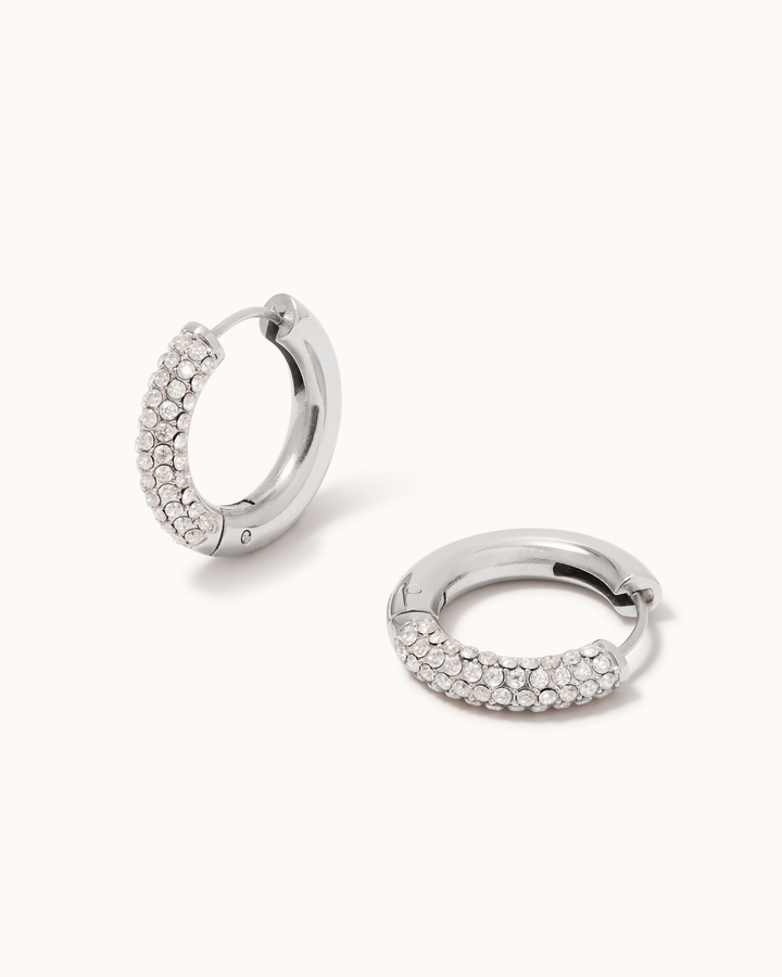 Half Pavé Clicker Hoops