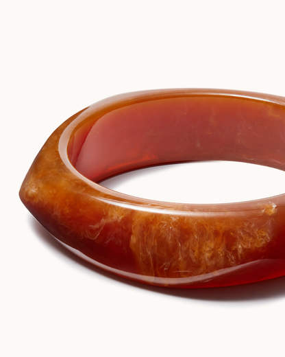 Chunky Irregular Resin Bangle in Red