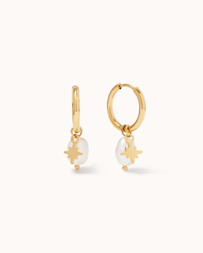 Celestial & Pearl Drop Charm Hoops