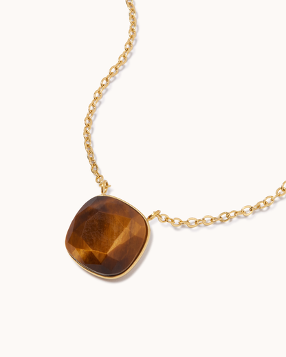 Semi-Precious Square Pendant Necklace