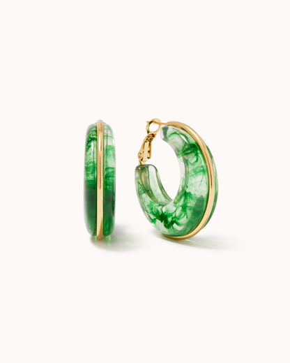 Large Oval Resin Hoops in Green