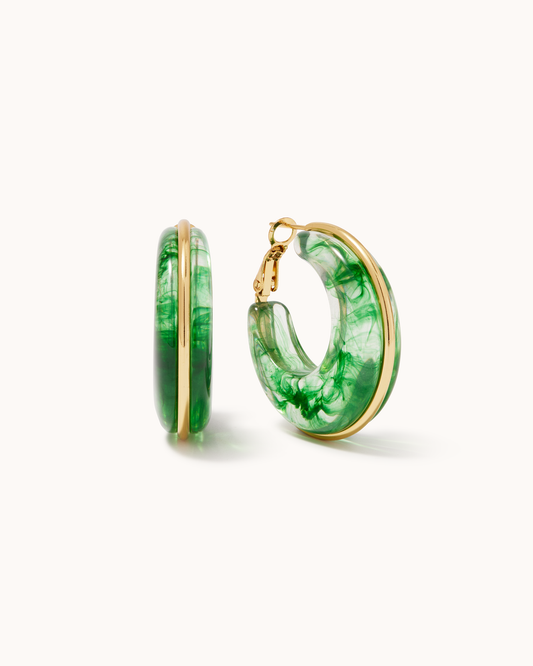 Large Oval Resin Hoops in Green