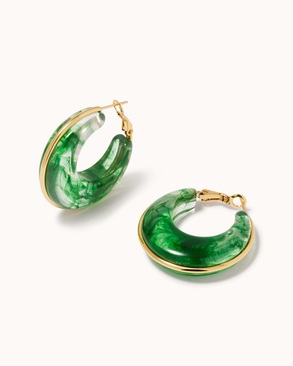 Large Oval Resin Hoops in Green