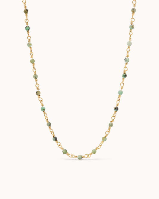 Small Station Chain Necklace in Green