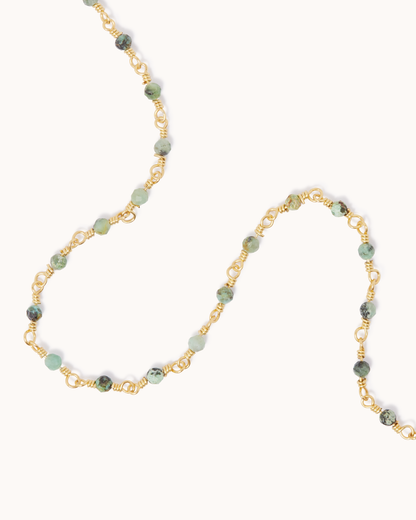 Small Station Chain Necklace in Green