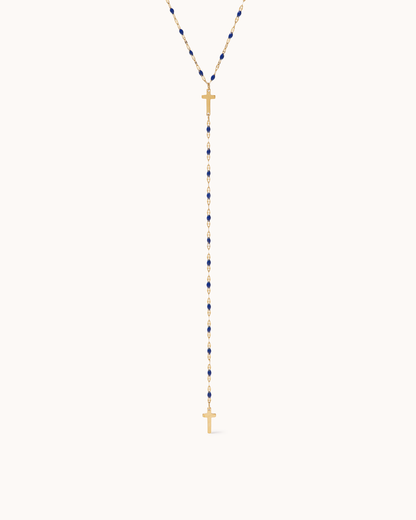 Enamel Cross Lariat Necklace