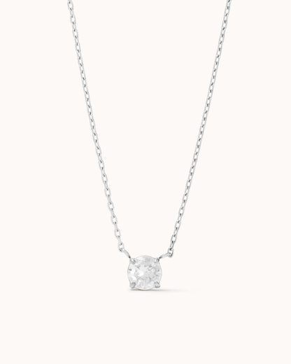 Solitaire Pendant Necklace in Silver