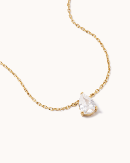Pear Cubic Zirconia Solitaire Necklace