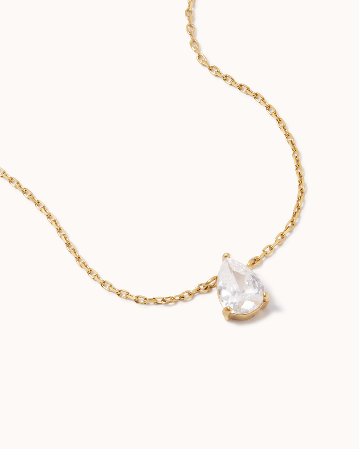 Pear Cubic Zirconia Solitaire Necklace