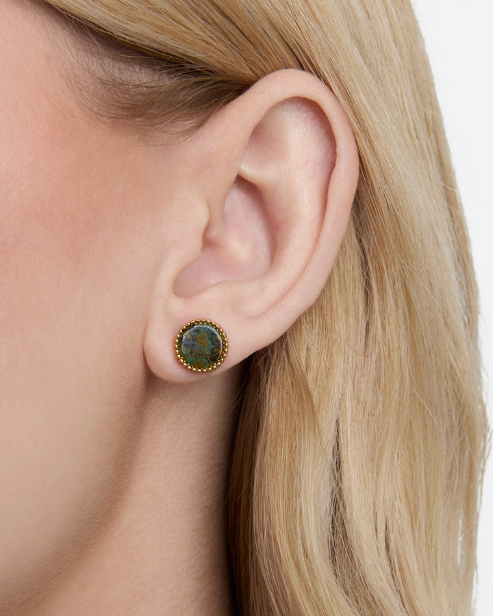 Semi-Precious Stone Studs in Gold