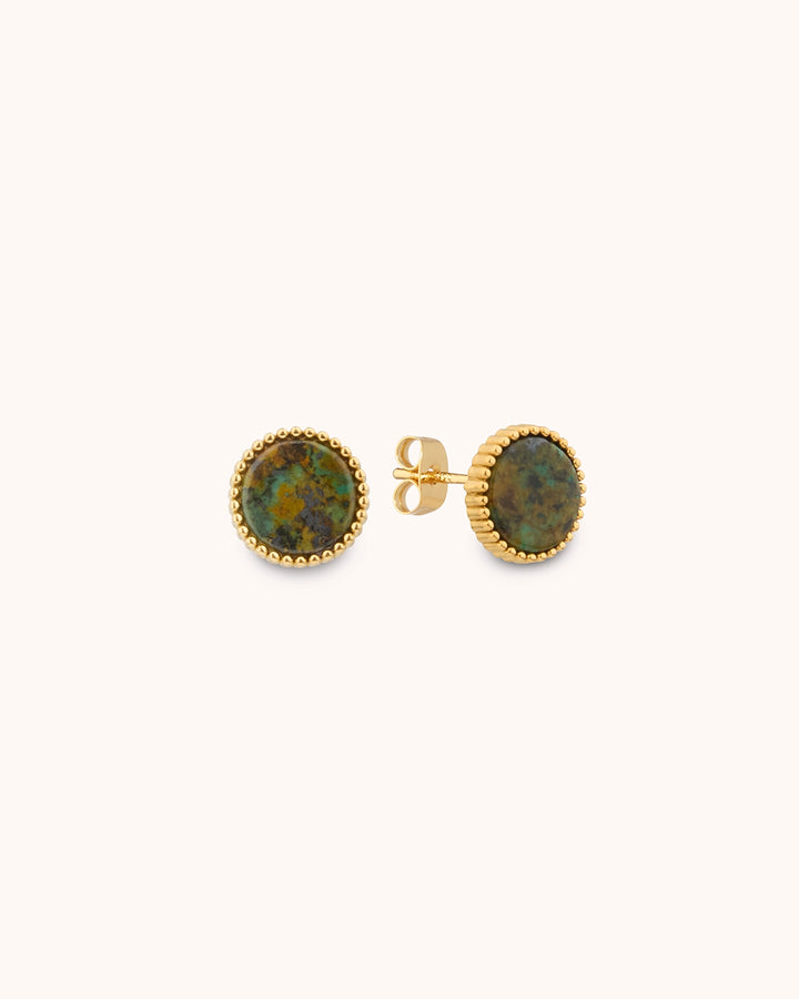 Semi-Precious Stone Studs in Gold