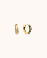 Green Cubic Zirconia Huggies in Gold