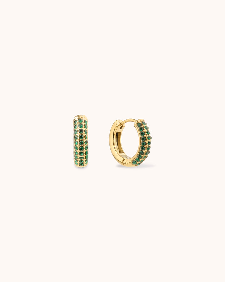 Green Cubic Zirconia Huggies in Gold