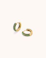 Green Cubic Zirconia Huggies in Gold