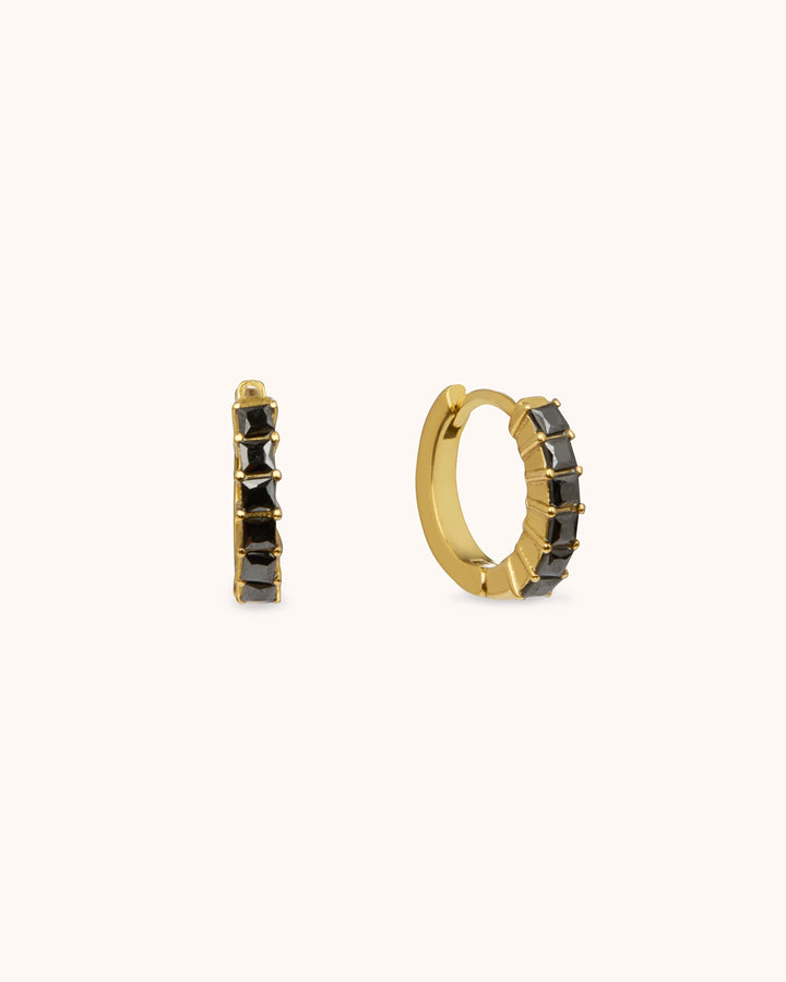 Square Cubic Zirconia Huggies in Gold