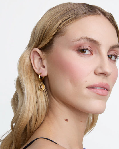 Tiger's Eye Charm Huggies in Gold